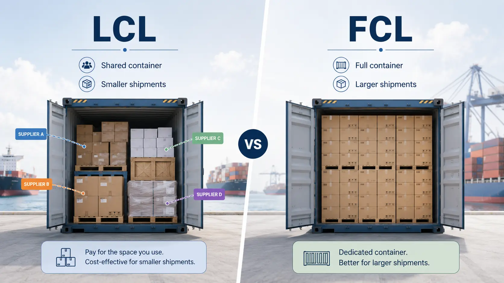 LCL vs FCL shipping comparison