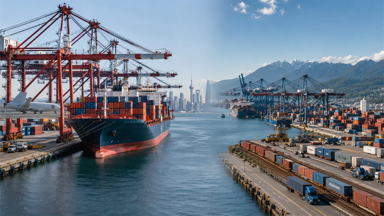 Commercial air and sea freight from Shanghai to Canadian gateways